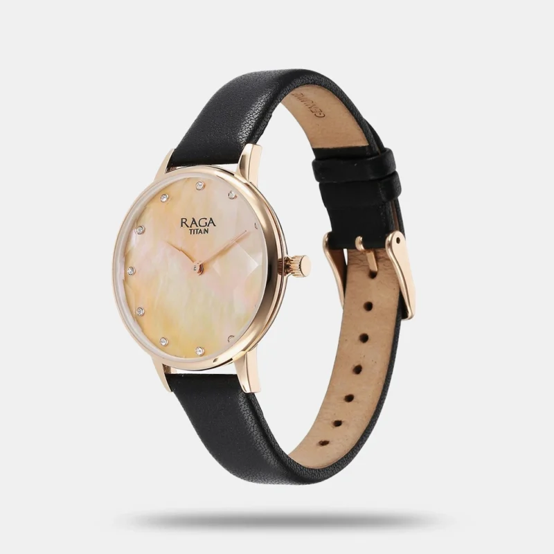 Titan Raga Showstopper Quartz Analog Mother Of Pearl Dial Leather Strap Watch for Women - 95274WL02 - Image 2