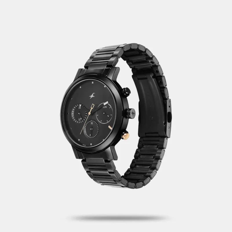 Fastrack Tick Tock Quartz Analog Black Dial With Black Stainless steel Strap Watch for Guys - 3287KM06 - Image 2