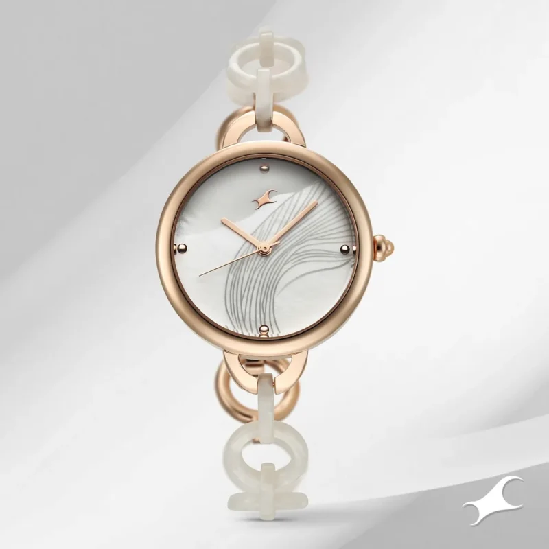 Fastrack Younique Quartz Analog Mother Of Pearl Dial Acetate & MetalStrap Watch For Girls - 68037KD01 - Image 5