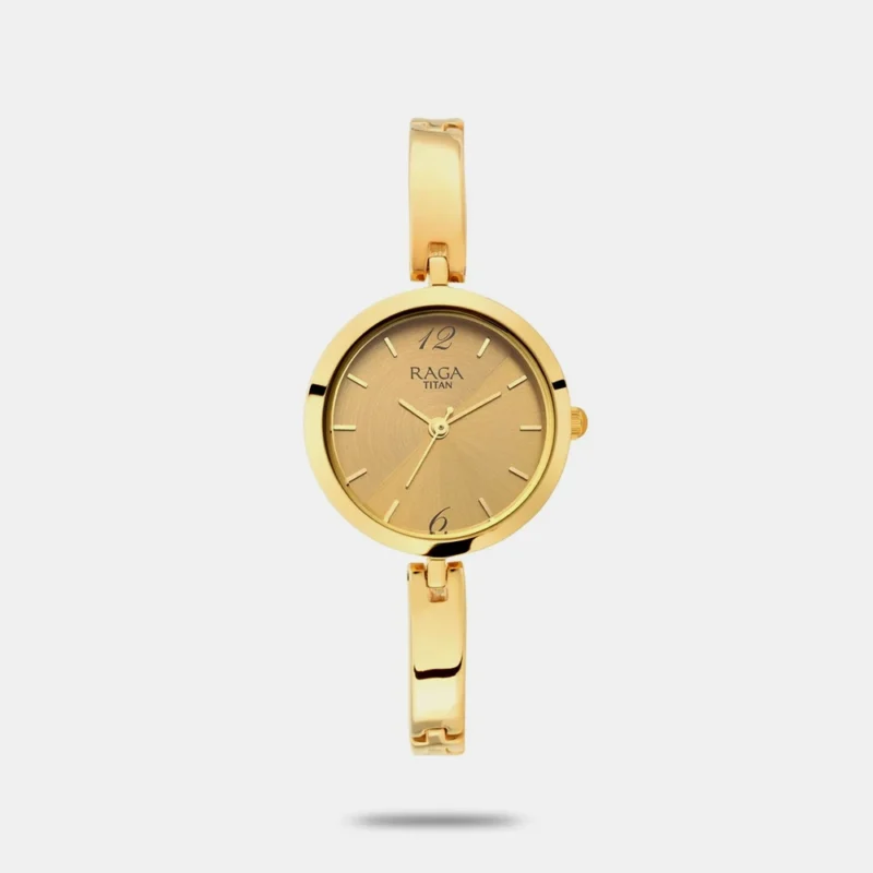 Titan Raga Viva Golden Dial Analog Metal Strap Watch for Women - NR2606YM06