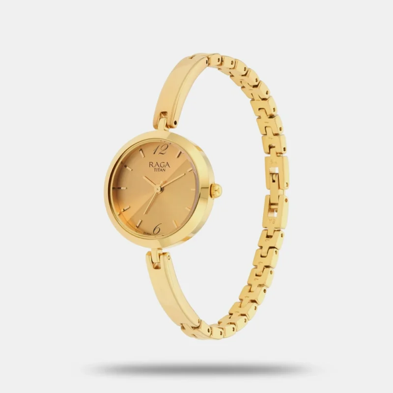 Titan Raga Viva Golden Dial Analog Metal Strap Watch for Women - NR2606YM06 - Image 2