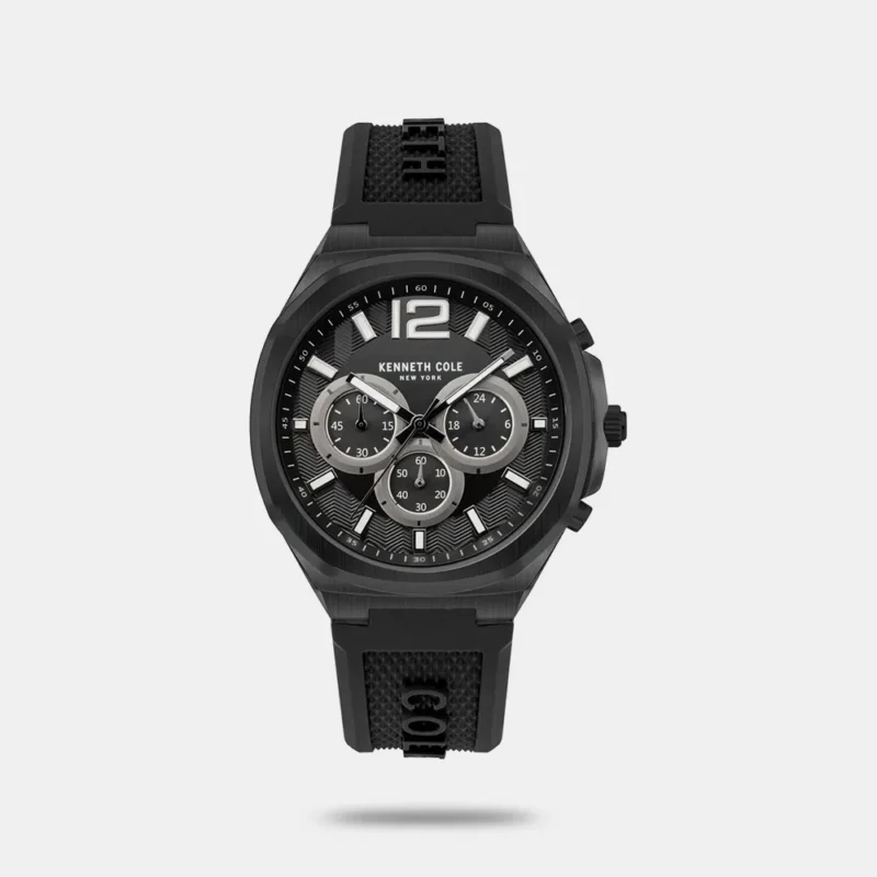 Kenneth Cole Quartz Chronograph Black Dial Silicone Strap Watch for Men - NEKCWGO2104904MN