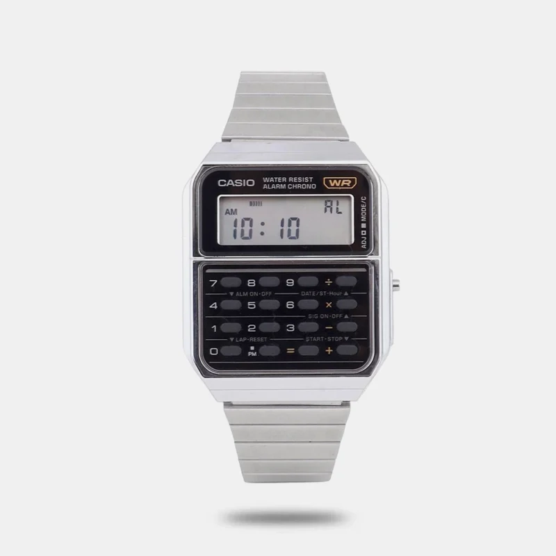 Casio Vintage Unisex Digital Calculator Watch with Metal Strap - C010