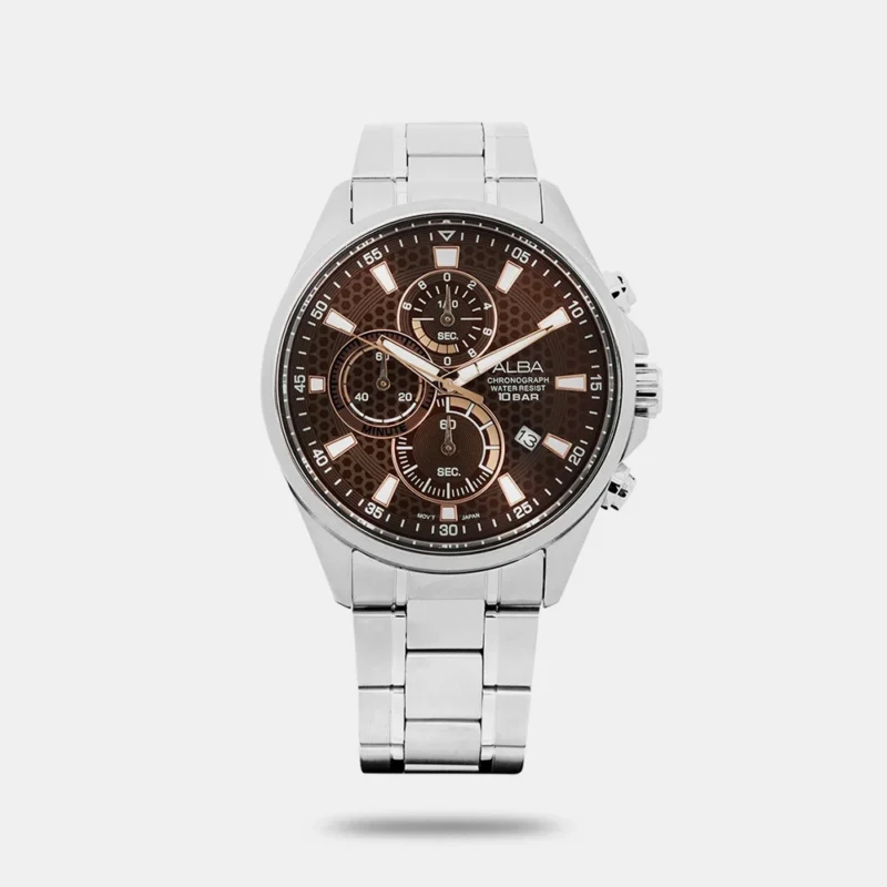 Alba AM3871X1 Brown Pattered Dial Chronograph