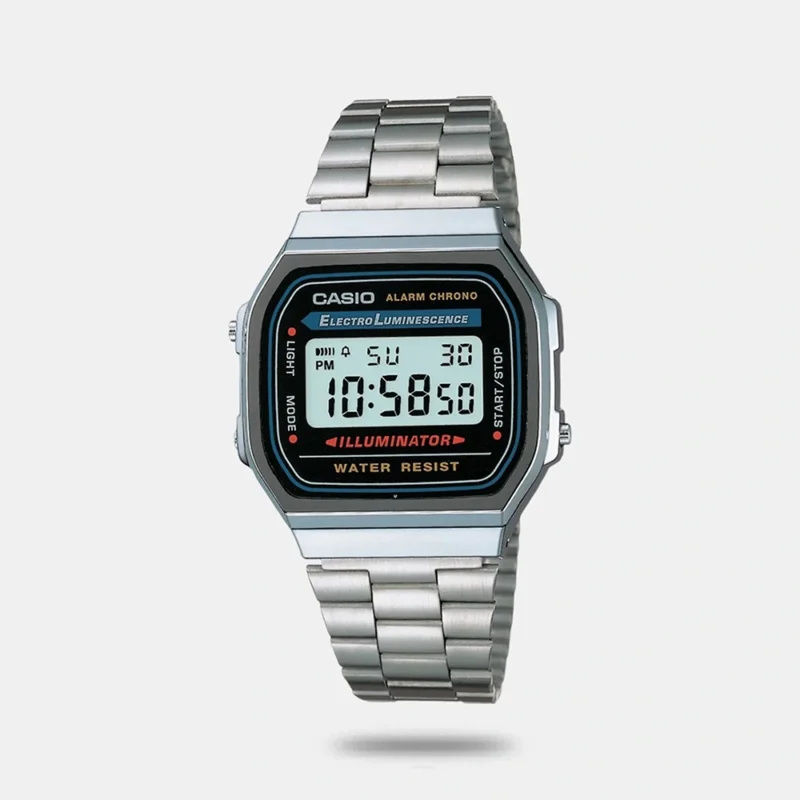 Casio Vintage Unisex Grey Dial Digital Stainless Steel Watch D131 - A168WA-1WDF