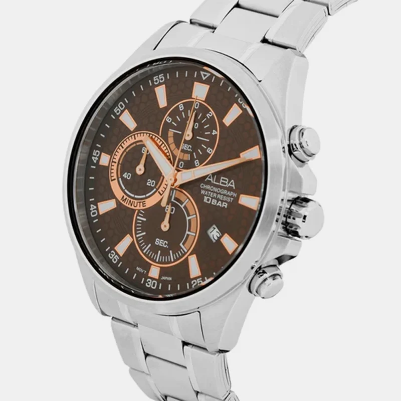 Alba AM3871X1 Brown Pattered Dial Chronograph - Image 2