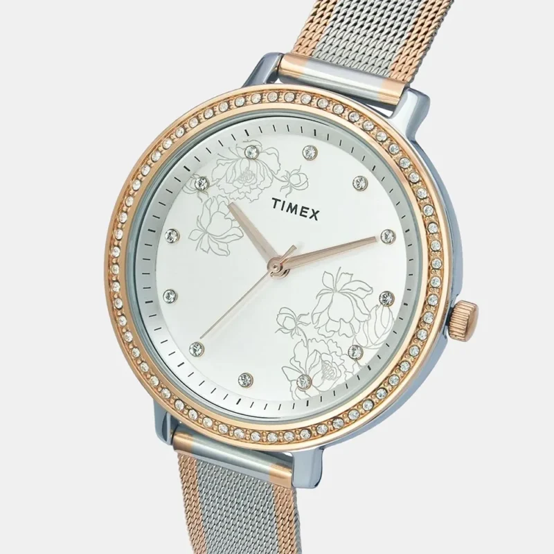 Timex Fashion Women's Silver Dial Round Case 3 Hands Function Watch -TWEL14703 - Image 2