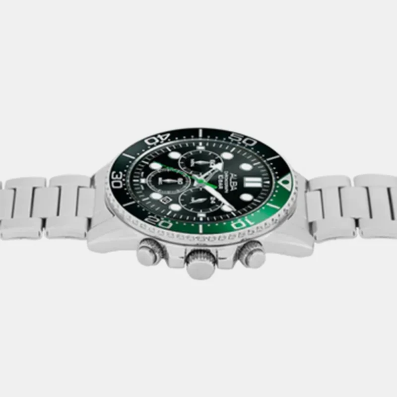 Alba AT3J39X1 Midnight Black Dial with Black+Green Bezel Chronograph - Image 3