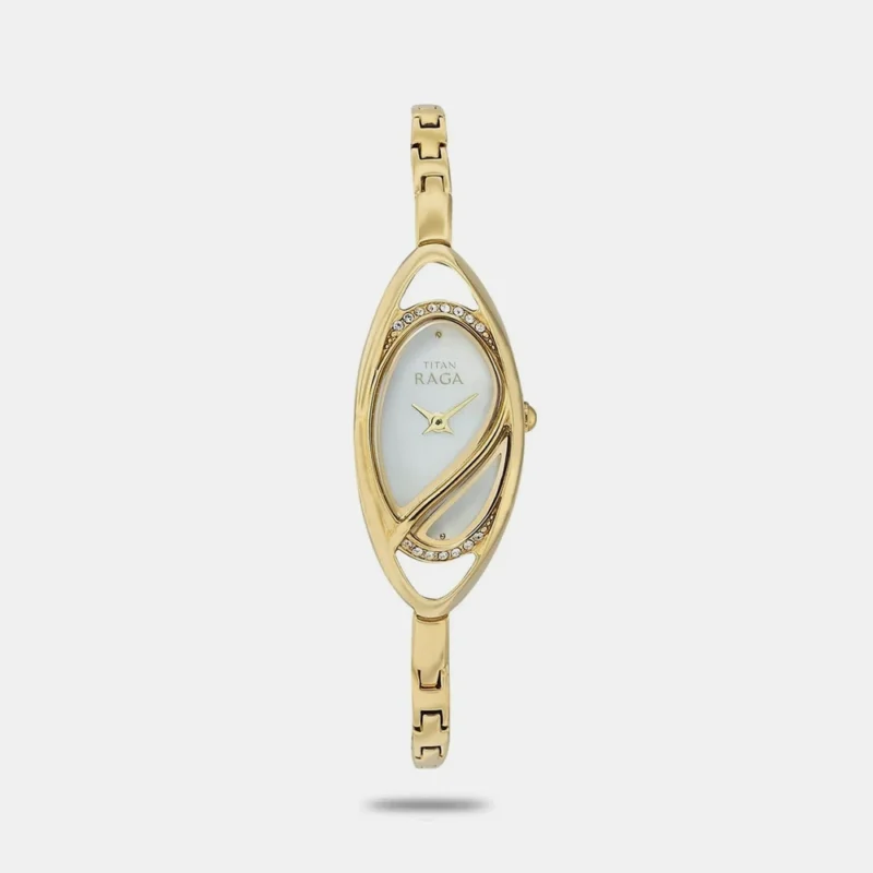Titan Quartz Analog White Dial Metal Strap Watch for Women NE9935YM01J