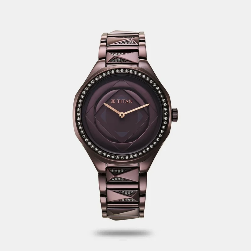 Titan Purple Glitz Quartz Analog Stainless Steel Strap Watch for Women NS95206QM01