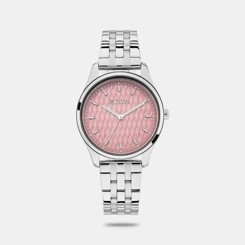 Titan Workwear Pink Dial Analog Stainless Steel Strap watch for Women NN2639SM01