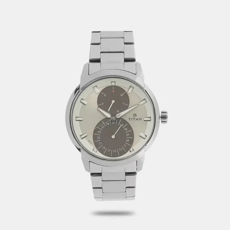 Titan Men Stainless Steel Analog Grey Dial Watch NP1756QM01
