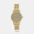 Champion your style with this elegant piece from Titan's Karishma collection for women. The champagne-colored dial with a de-plated circular design and crystal-studded hour marks is paired with a golden stainless steel strap. Elevate your ensemble by pairing it with a champagne-colored evening gown and gold heels for a luxurious and graceful appearance