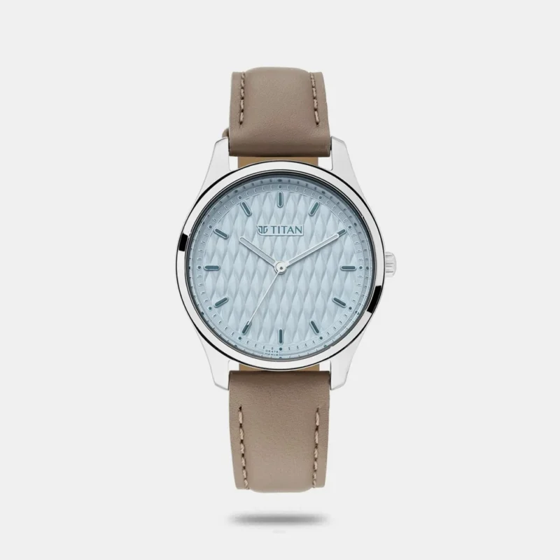 Titan Workwear Blue Dial Women Watch With Leather Strap NP2639SL05