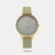 Experience the blend of sobriety and enchantment with this muted timepiece. The silver-grey two-toned dial, pale olive green leather strap, and rose-gold case exude restrained class. For a minimalist and elegant look, pair it with neutral-toned outfits, allowing the subtle colors to shine.