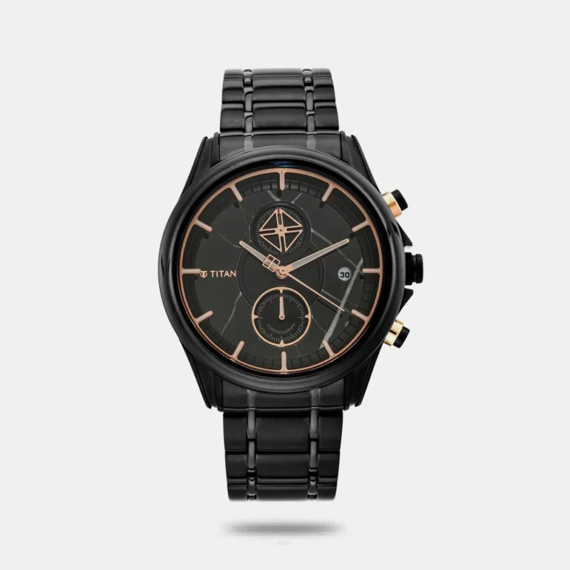 Titan Grandmaster Black Dial Chronograph Stainless Steel Strap watch for Men NQ1847KM02