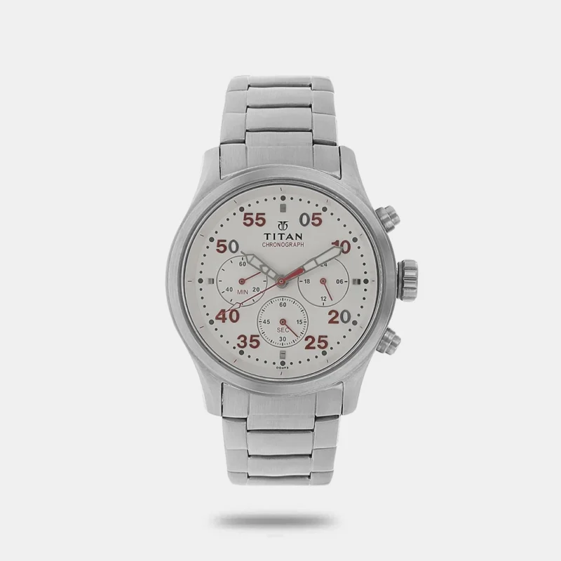 Titan Quartz Chronograph Silver Dial Stainless Steel Strap Watch for Men 1634SM02