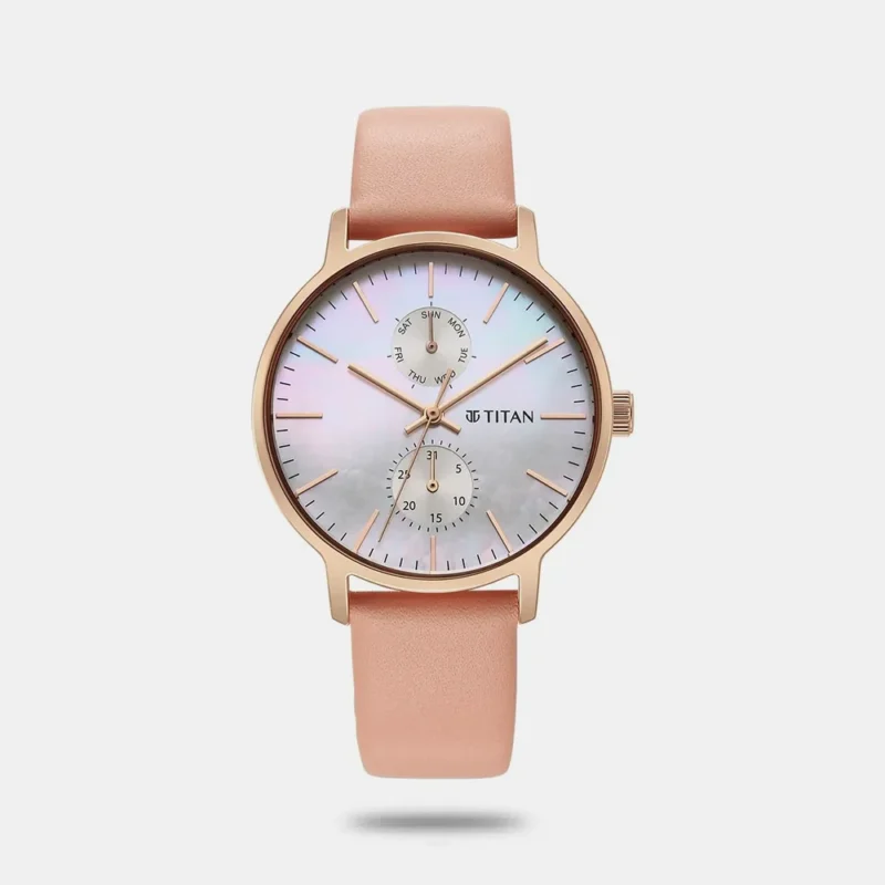 Titan Workwear Slimline Mother Of Pearl Dial Analog Leather Strap Watch for Women 95143WL01