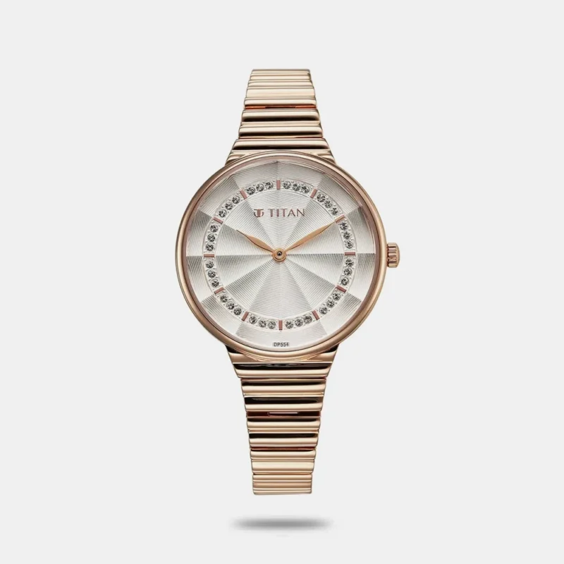 Titan Aura Quartz Analog Silver Dial Stainless Steel Strap Watch for Women 95245WM02
