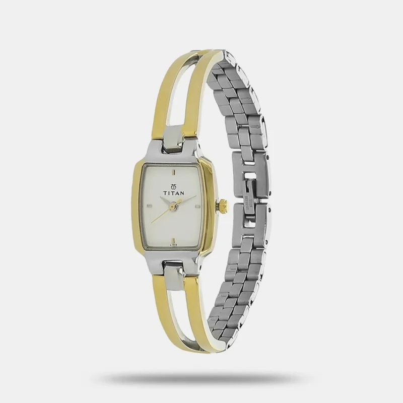 Titan Quartz Analog White Dial Stainless Steel Strap Watch for Women NJ2131BM01 - Image 2