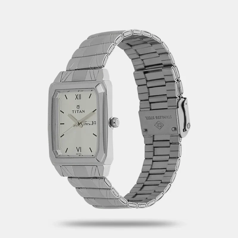Titan Quartz Analog with Day and Date Silver Dial Stainless Steel Strap Watch for Men NL1581SM03 - Image 2
