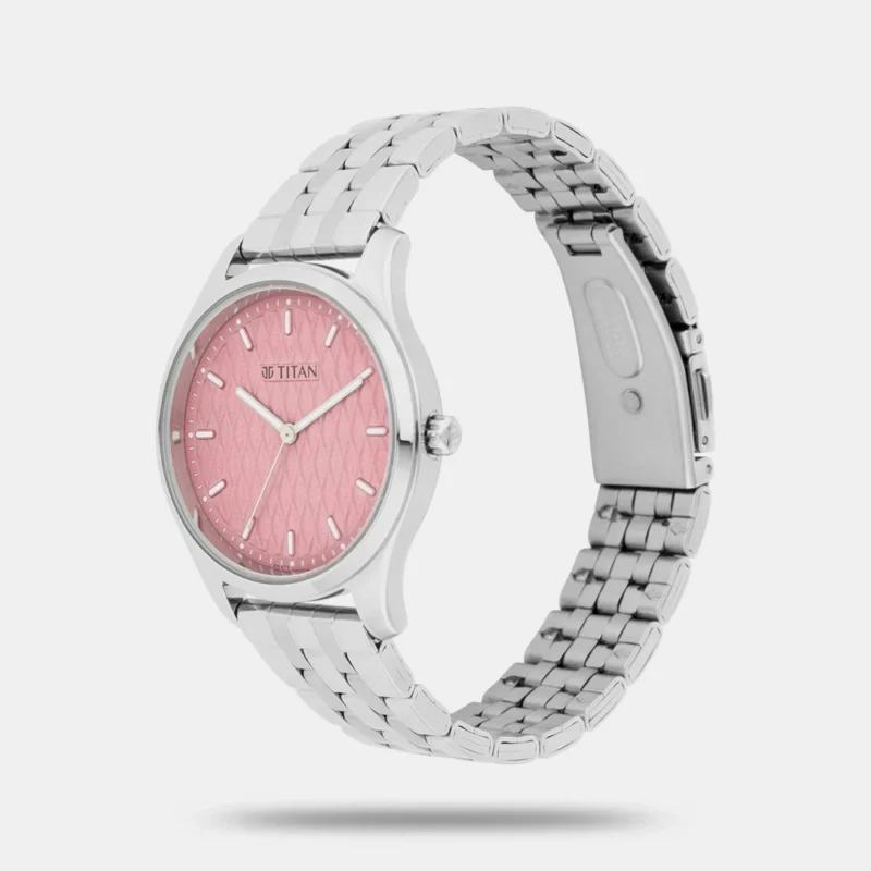 Titan Workwear Pink Dial Analog Stainless Steel Strap watch for Women NN2639SM01 - Image 2