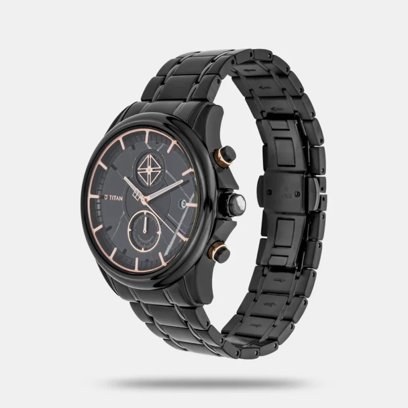 Titan Grandmaster Black Dial Chronograph Stainless Steel Strap watch for Men NQ1847KM02 - Image 2