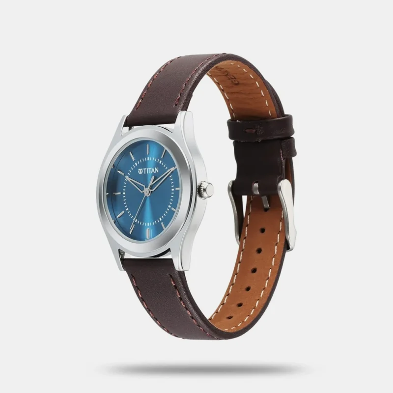 Titan Karishma Zing Quartz Analog Blue Dial Leather Strap Watch for Men 1648SL01 - Image 2