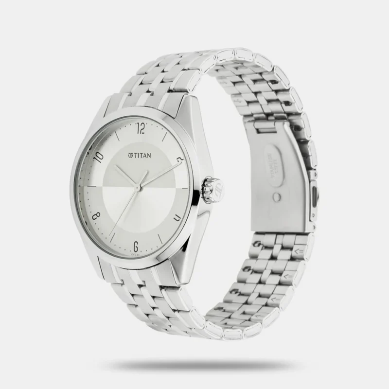 Titan Men's Eleganza Lumina White: Luminous Dial Watch with Sophisticated Link Metal Strap NS1729SM06 - Image 2