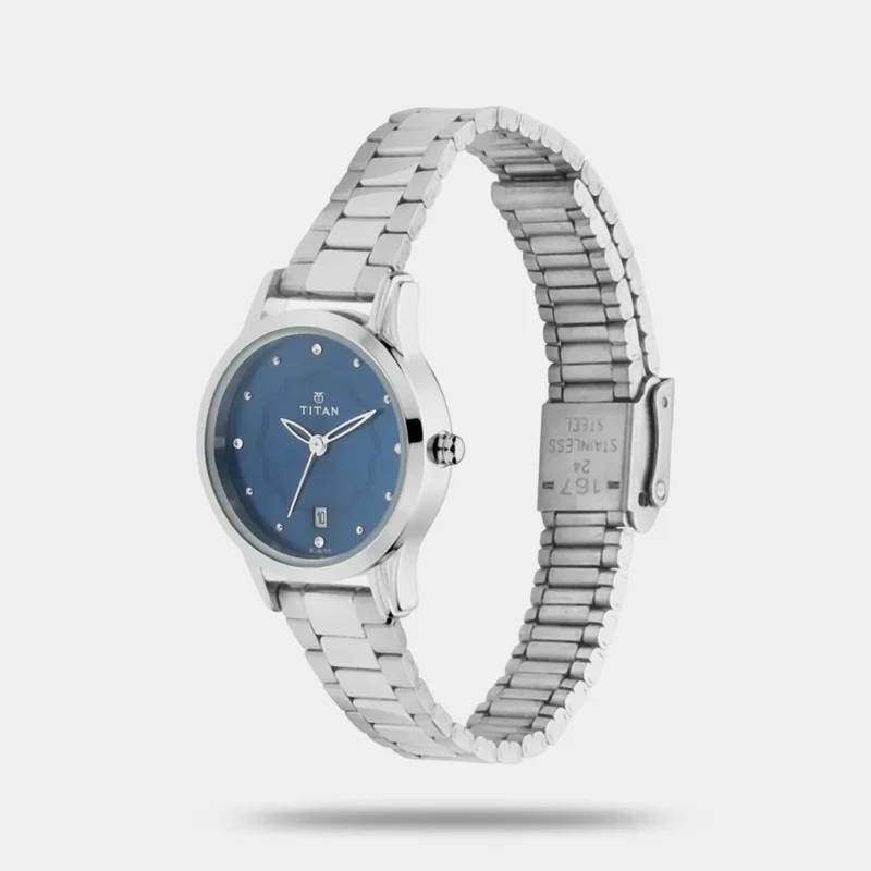 Titan Quartz Analog with Date Blue Dial Metal Strap Watch for Women NS2628SM01 - Image 2