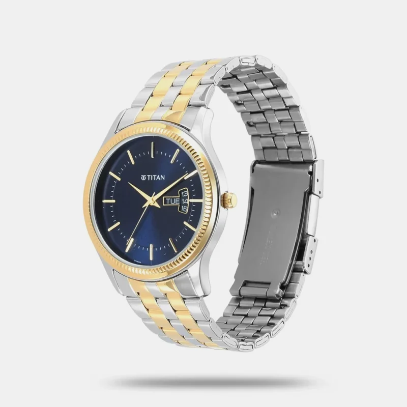 Titan Men's Trendsetter Watch: Chic Blue Dial & Two-Tone Strap 1824BM03 - Image 2