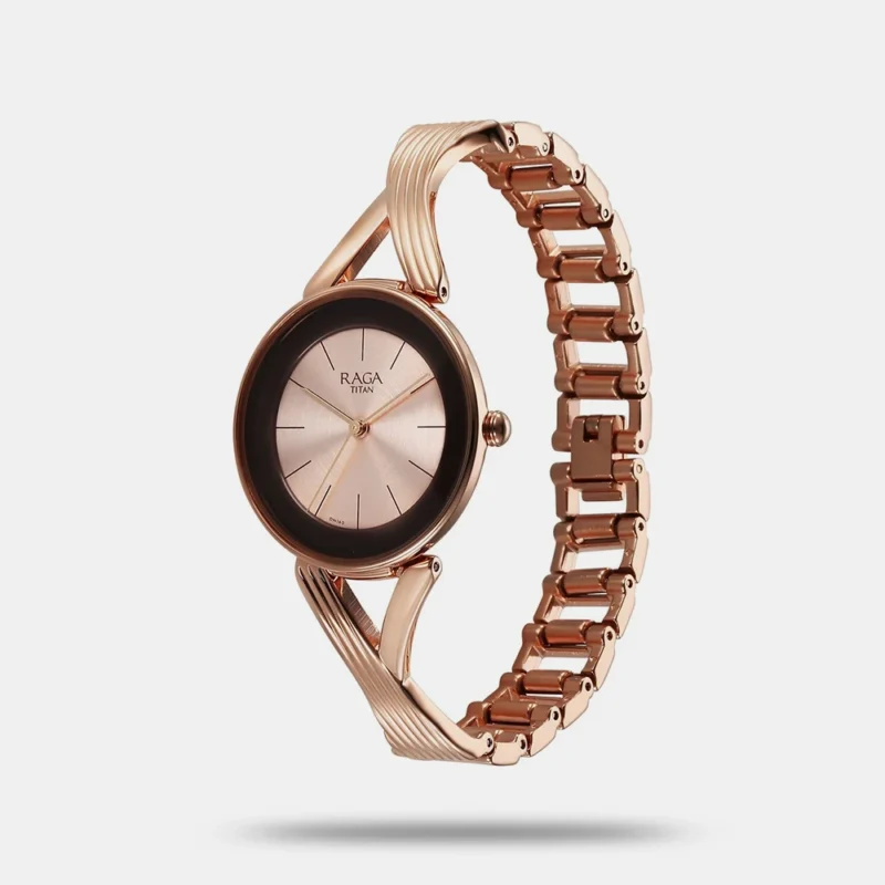 Titan Raga Chic Quartz Analog Rose Gold Dial Metal Strap Watch for Women 2698WM01 - Image 2