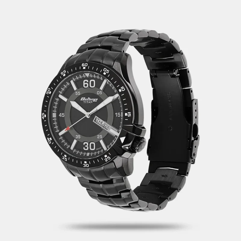 Titan Analog Black Dial with Day and Date Stainless Steel Strap watch for Men 90042NM01J - Image 2