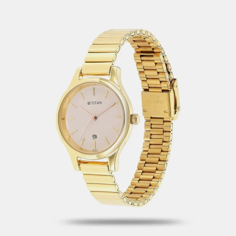 Titan Karishma Beige Dial Analog Stainless Steel Strap watch for Women NR2679YM01 - Image 2