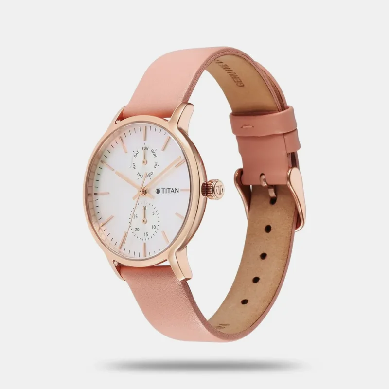 Titan Workwear Slimline Mother Of Pearl Dial Analog Leather Strap Watch for Women 95143WL01 - Image 2