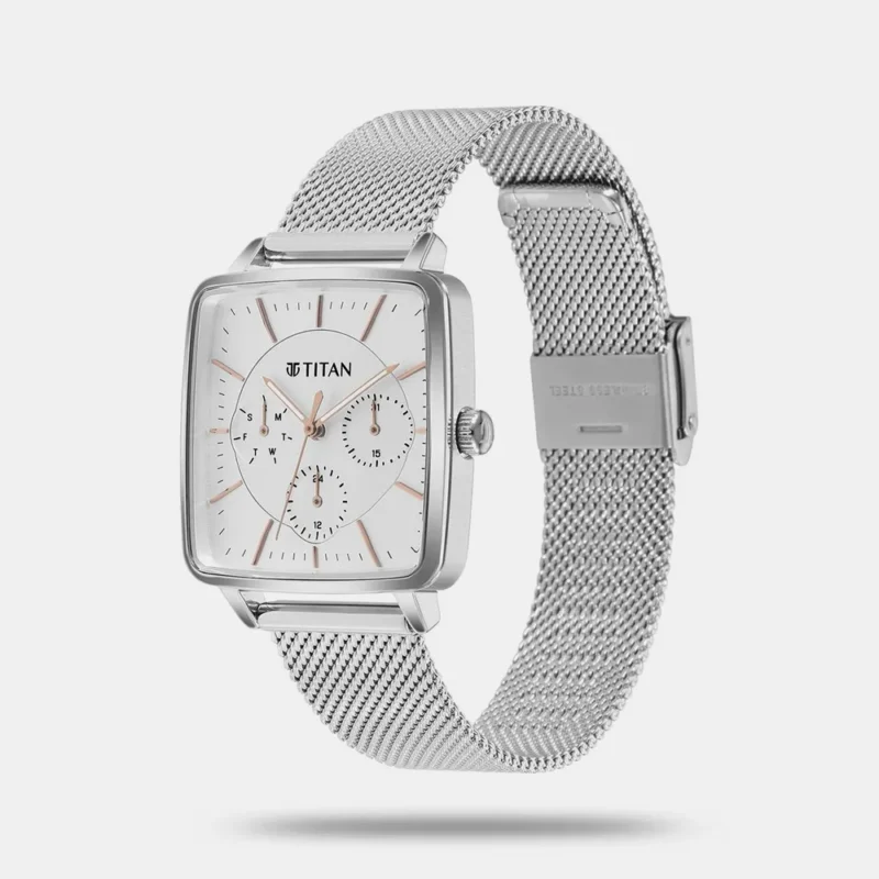 Titan Avant Garde Silver Dial Quartz Multifunction Stainless Steel Strap watch for Women 95176SM01 - Image 2