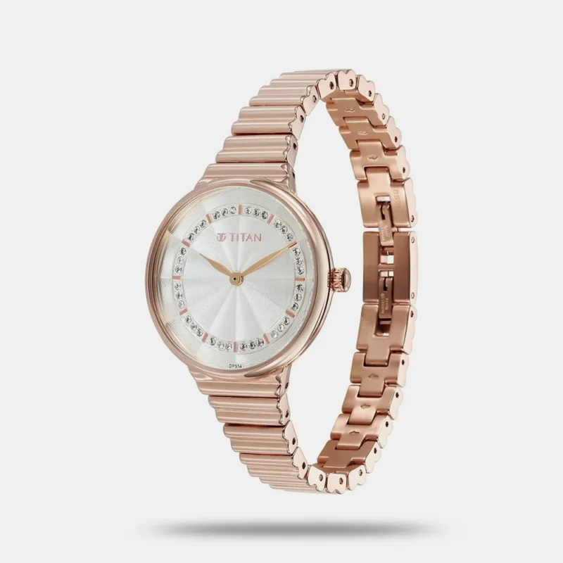 Titan Aura Quartz Analog Silver Dial Stainless Steel Strap Watch for Women 95245WM02 - Image 2