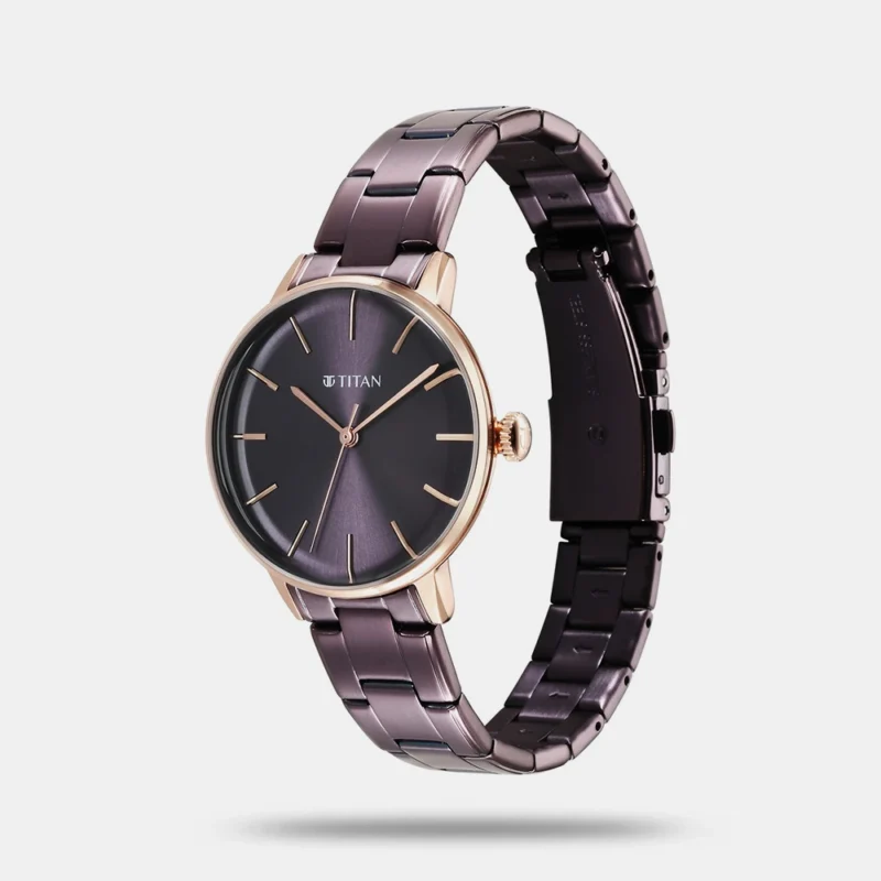 Titan TGIF Quartz Analog Brown Dial Purple Stainless Steel Strap Watch for Women 95248KM01 - Image 2
