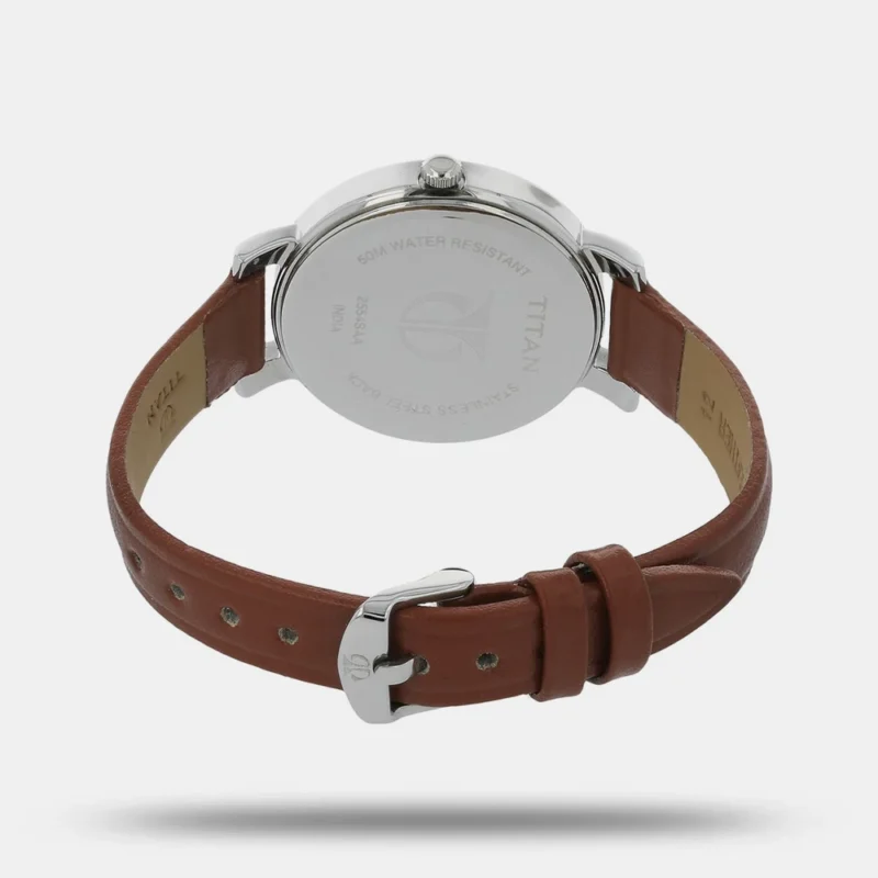 Titan Quartz Analog Off White Dial Leather Strap Watch for Women NK2554SL01 - Image 4