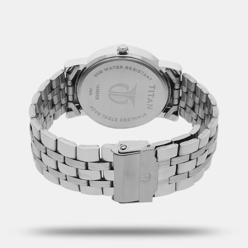 Titan Men's Elegance Watch: Black Dial with Sleek Link Strap NN1639SM02 - Image 4