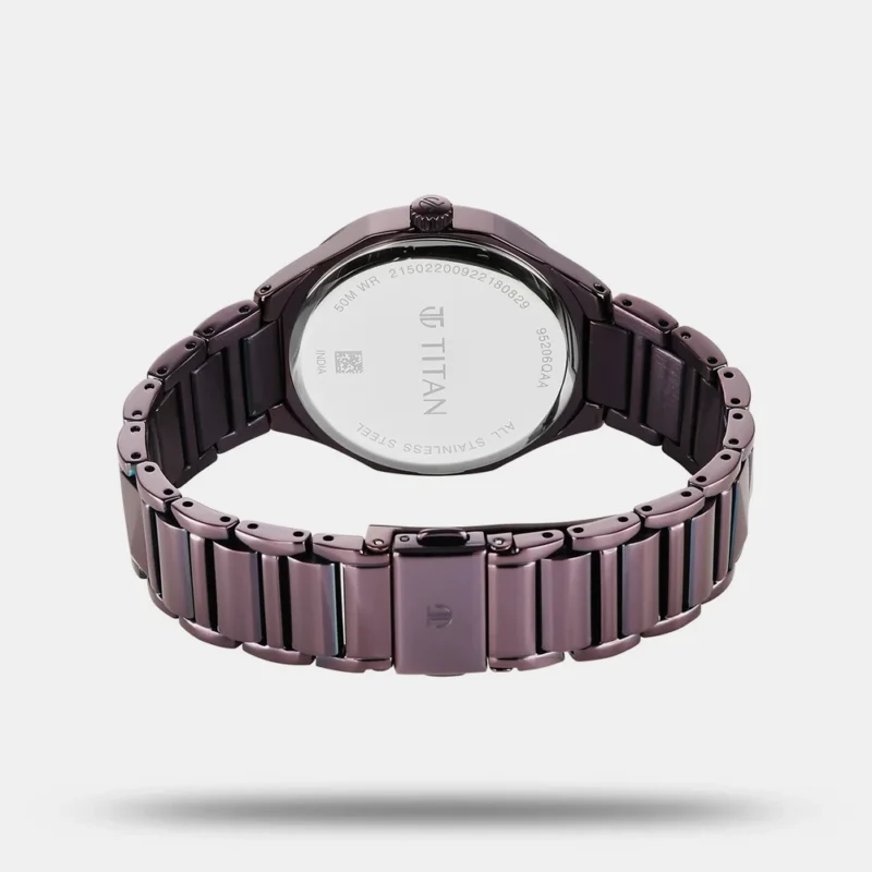 Titan Purple Glitz Quartz Analog Stainless Steel Strap Watch for Women NS95206QM01 - Image 4