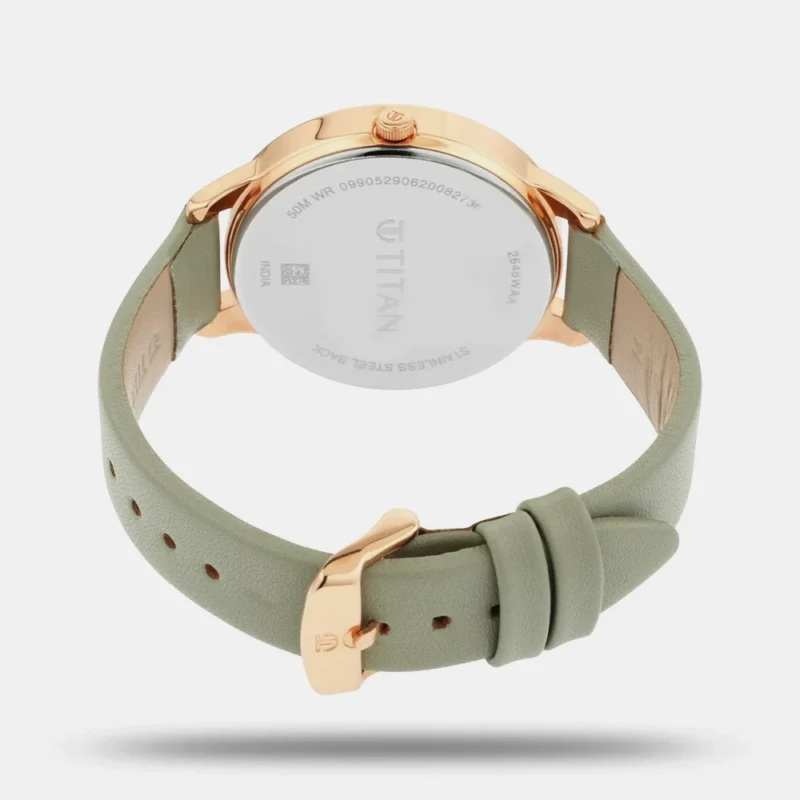 Titan Women's Precision Simplicity Watch: Green Gradient Dial with Leather Strap NP2648WL01 - Image 4