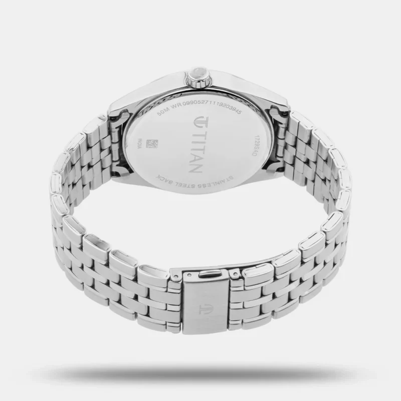 Titan Men's Eleganza Lumina White: Luminous Dial Watch with Sophisticated Link Metal Strap NS1729SM06 - Image 4