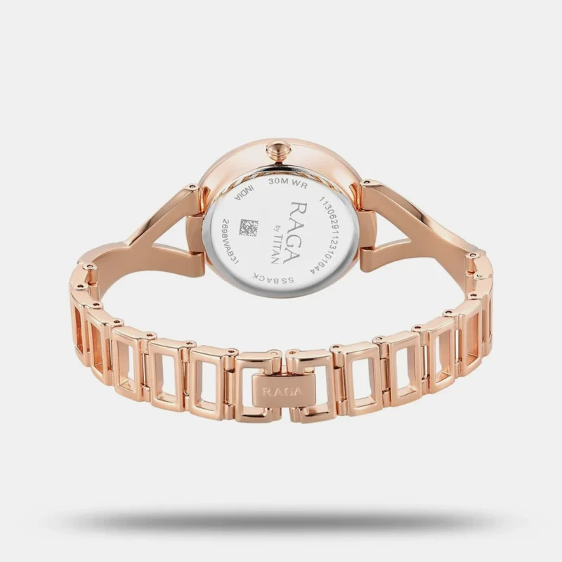 Titan Raga Chic Quartz Analog Rose Gold Dial Metal Strap Watch for Women 2698WM01 - Image 3