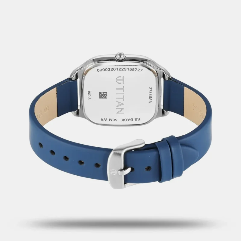 Titan Workwear Quartz Analog White Dial Blue Leather Strap Watch For Women 2733SL02 - Image 4
