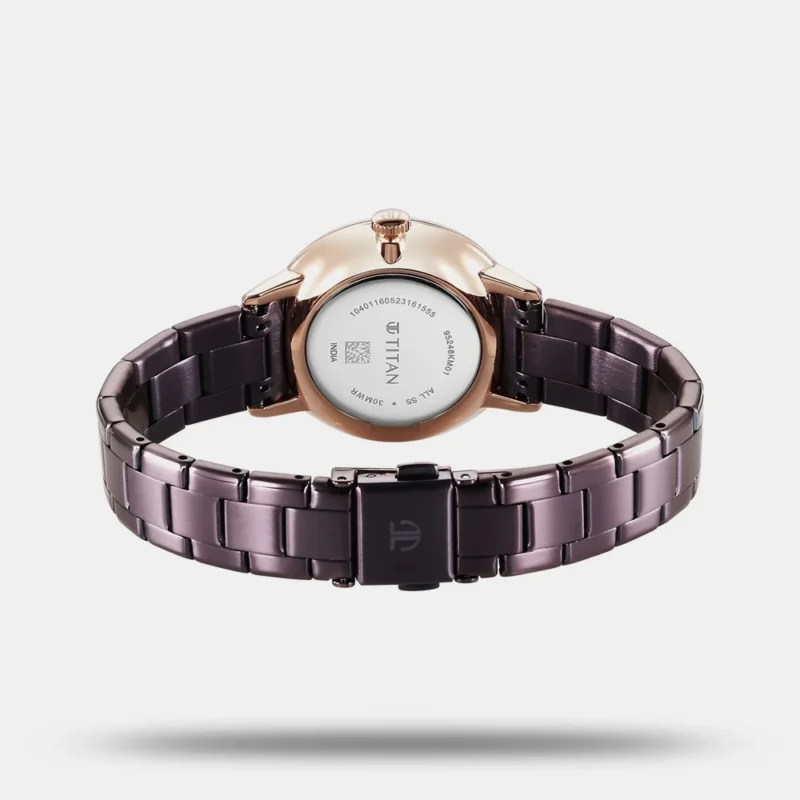 Titan TGIF Quartz Analog Brown Dial Purple Stainless Steel Strap Watch for Women 95248KM01 - Image 4