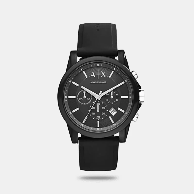 Armani Exchange Men's Black Chronograph Silicon Watch AX1326