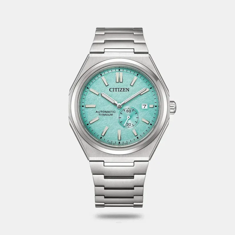 Men Automatic Light Blue Dial Analog Super Titanium Watch NJ0180-80M