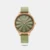 An eye-catching green round dial makes this women's analog watch from the Work Wear collection by Titan a great inclusion to your watch collection. The dial is housed in a 36.5 mm case. It exhibits plain three hands and a crown for time adjustment. The genuine leather strap vaunts a green hue that enhances the look of the watch. Moreover, it is fitted with a buckle clasp to ensure a secure fit on the wrist.