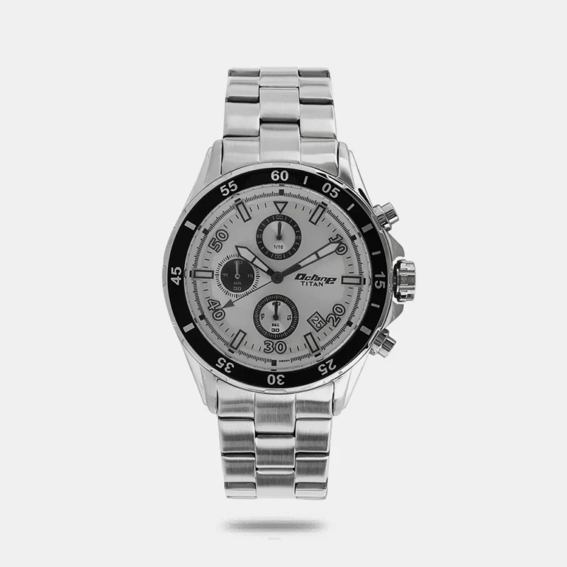 Titan Quartz Chronograph White Dial Metal Strap Watch for Men 90043KM01J